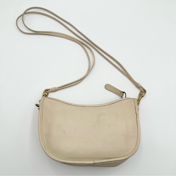Vintage Coach Double Strap Swinger Bone Cream Leather Crossbody Bag - Picture 10 of 16